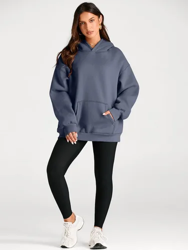 Miniatura 53 de Trendy Queen - Sudaderas extragrandes con capucha para mujer, suéteres de manga larga, sin botones, de vellón, de otoño, ropa de invierno