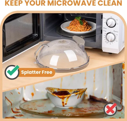 Miniatura 2 de Cubierta de salpicaduras de microondas para alimentos, cubierta de microondas mejorada con vaporizador de agua, mango integrado, cubiertas