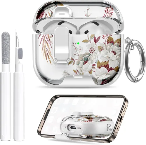 Miniatura 16 de Compatible Airpods 4 Case (2025) with Phone Stand & Cleaner Kit,Print Soft Silicone Lock Clip Apple AirPods 4th Generation Case, Airpod 4 Cover with