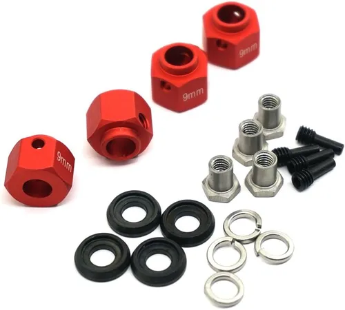 MOHERO Bujes de rueda hexagonales de aleación de aluminio de 0.354 in de grosor y 0.472 in para Trx4 1/10 RC modelo Crawler (rojo, 0.354 in)