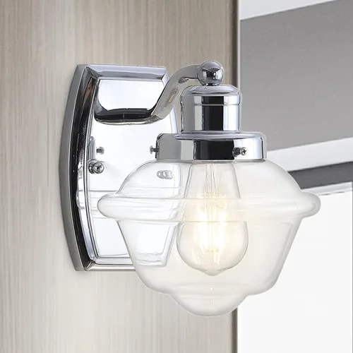 Miniatura 7 de JONATHAN Y Lámpara LED cromada de 7 pulgadas, lámpara de tocador LED de mediados de siglo para baño, cocina, pasillo, pantalla de vidrio