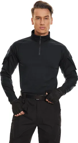 Miniatura 2 de TACVASEN Camisa táctica de manga larga para hombre, con cremallera de 1/4, con bolsillos, para paintball, militar, Airsoft, transpirable