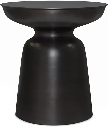 SIMPLIHOME Toby - Mesa de metal – 17 pulgadas de ancho x 18 pulgadas de alto con tambor de hierro sólido en cobre antiguo, mesa auxiliar industrial