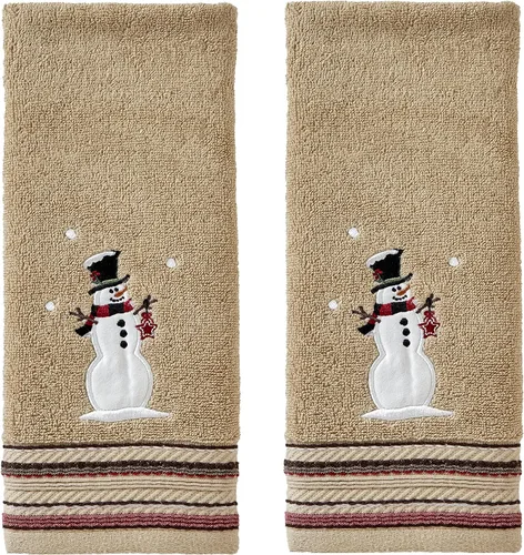 Miniatura 8 de SKL Home Cortina de ducha de Navidad/invierno de cuadros rústicos con muñeco de nieve, multicolor