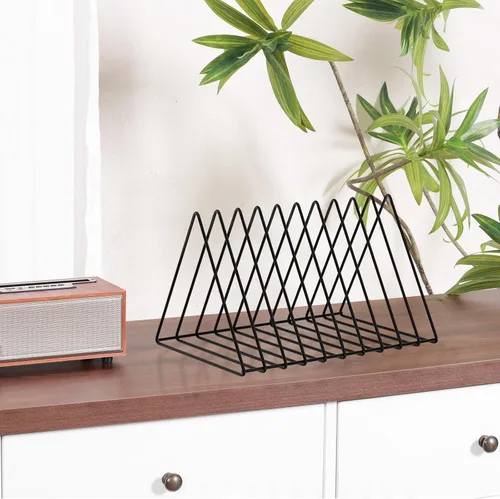 Miniatura 2 de Urban Deco Organizador de escritorio triangular, soporte para revistero de alambre de metal, 10 secciones, organizador de carpetas de archivos
