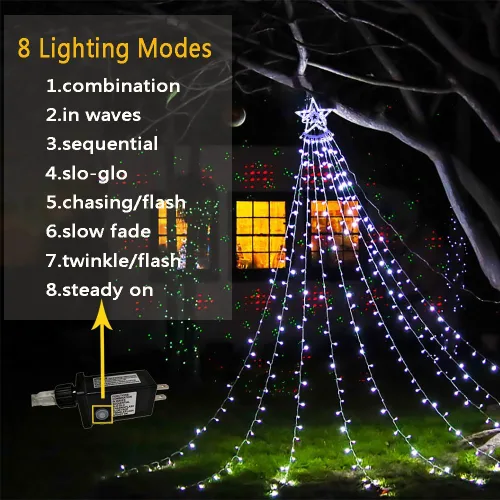 Miniatura 2 de Aokudoni - Decoración de Navidad para exterior, 12.6 pies, 350 luces LED, 8 modos, luces de estrella de Navidad para exterior para casa, patio