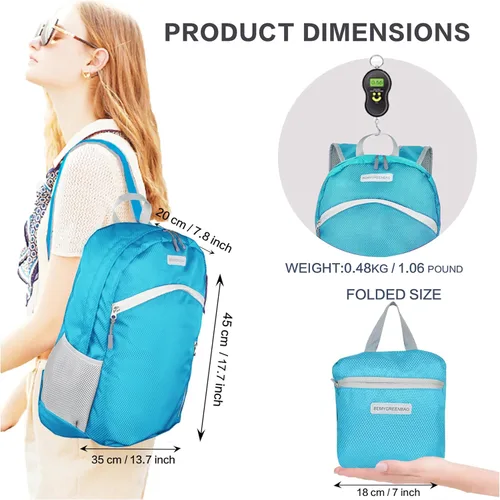 Miniatura 2 de Mochila impermeable plegable 35L para viajes de deportes al aire libre dentro del compartimento de ropa mojada plegable para múltiples 1Azul cielo