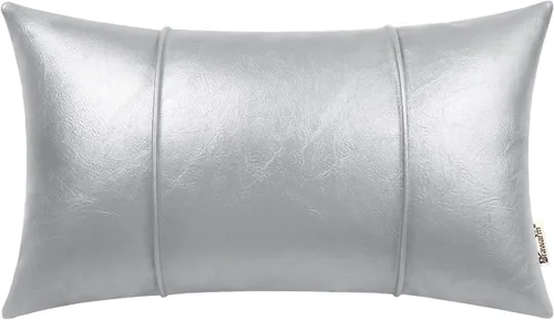 Miniatura 32 de BRAWARM Fundas de Almohada Decorativa de Cuero Café de 22 x 22 Pulgadas - Funda de Almohada de Piel Sintética con Ribetes, Almohada Decorativa