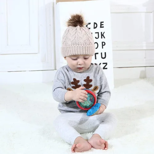 Miniatura 6 de Durio Conjunto de gorro y guantes de invierno para niños pequeños, sombreros de Papá Noel para niños, guantes de nieve cálidos y acogedores