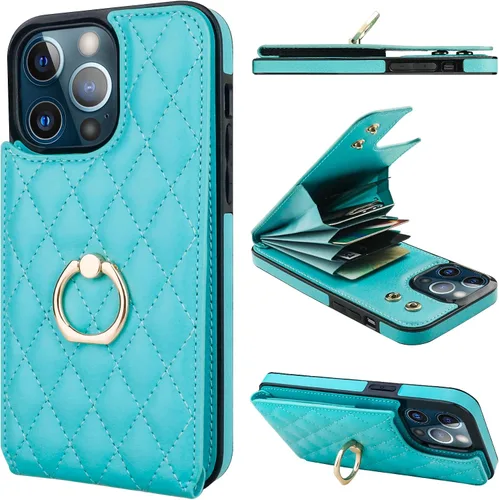 Miniatura 19 de Folosu Funda compatible con iPhone 13 Pro Max con soporte para tarjetas, rotación de 360°, soporte de anillo de dedo con función atril, bloqueo