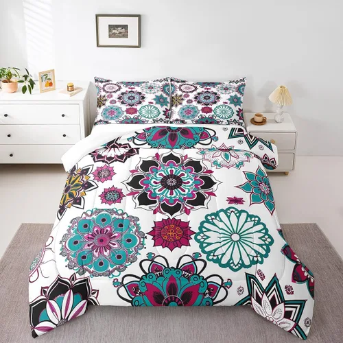 Miniatura 18 de Ropa de cama Groovy para niños, tamaño individual, edredón de flores psicodélicas retro de los años 70, estilo bohemio, exótico, hippie