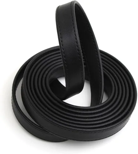 Miniatura 3 de lalatia Correas de cuero sintético cosidas para manualidades, tiras de cuero con costuras de 1/2 pulgada de ancho, 2 yardas de largo, color negro