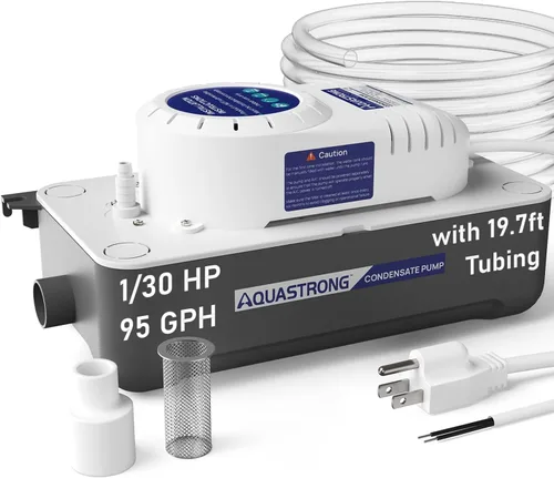 Miniatura 9 de Aquastrong Bomba de condensado HVAC, 115 V/230 V, interruptor de seguridad automático, eliminación de condensado de CA para aire acondicionado, Gris