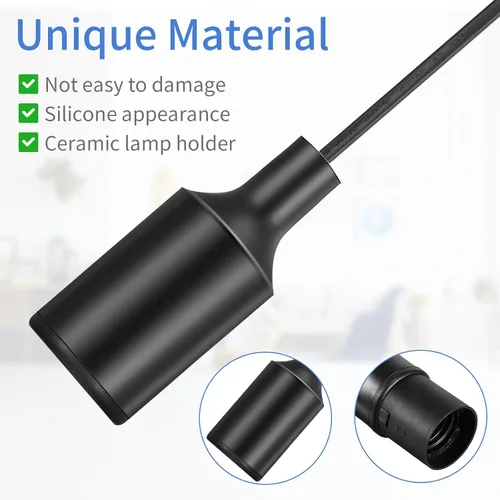 Miniatura 4 de Paquete de 10 cables de luz colgante con interruptor, extensión de portalámparas, kit de lámpara de cable de portalámparas para casquillo de lámpara