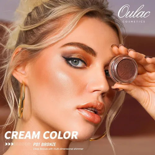 Miniatura 7 de Oulac Sombra de ojos en crema con brillo también para iluminador Sombra de ojos mezclable Resistente al agua y de larga duración con fórmula Pureza