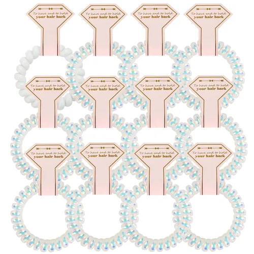 Miniatura 7 de Lazos para el cabello, 12 bobinas en espiral para despedida de soltera, regalo de dama de honor para novia, boda, mujeres, fiestas, invitados, Negro