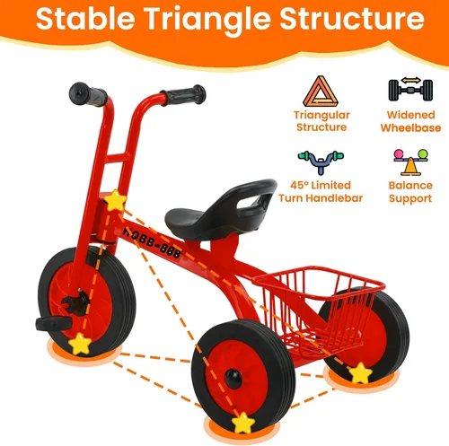 Miniatura 3 de Triciclo para niños de 3 a 8 años, asiento ajustable para niños, triciclo preescolar con ruedas de goma y cesta de almacenamiento, regalos