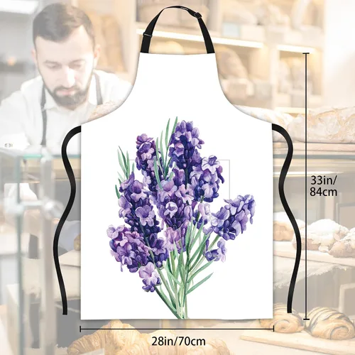 Miniatura 3 de Delantal de ramo de lavanda, regalos para mujeres, delantal con cuello ajustable, impermeable, para mujeres y hombres, regalos para el hogar