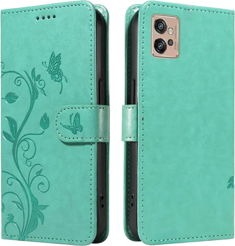 Miniatura 101 de Funda para Motorola Moto E22/E22i, piel sintética, con tarjetero y correa para la muñeca, a prueba de golpes, funda magnética para Motorola Moto Rojo