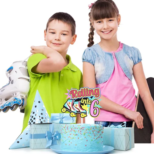 Miniatura 5 de Decoraciones retro para tartas de patinaje sobre ruedas para cumpleaños de 7 años, decoraciones enrollables, fiesta de cumpleaños de niños y niñas