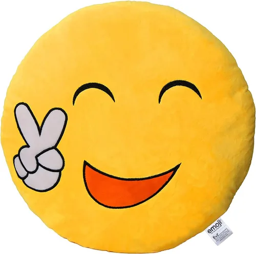 Miniatura 37 de Emoji Cara de Alienígena Cojín de Emoticón Relleno de Felpa Suave Almohada, Certificado Oficial, EvZ 31cm Gris