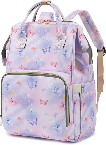 Mochila para laptop de mujer, mochila escolar universitaria, mochila para computadora de 15.6 pulgadas para trabajo, negocios, viajes, Mariposa