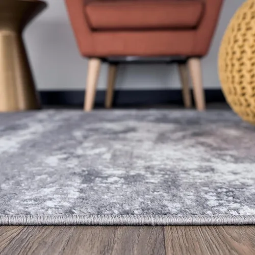 Miniatura 4 de Rugshop - Alfombra moderna envejecida gris abstracta estilo bohemio con acuarela para pasillo, entrada y cocina, 2 pies x 7 pies