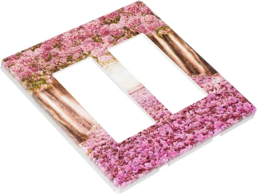 Miniatura 269 de Cubiertas de placa de pared de 3 gang con interruptor de luz de triple palanca, en negro y dorado con esplendor de oro rosa, estampado floral