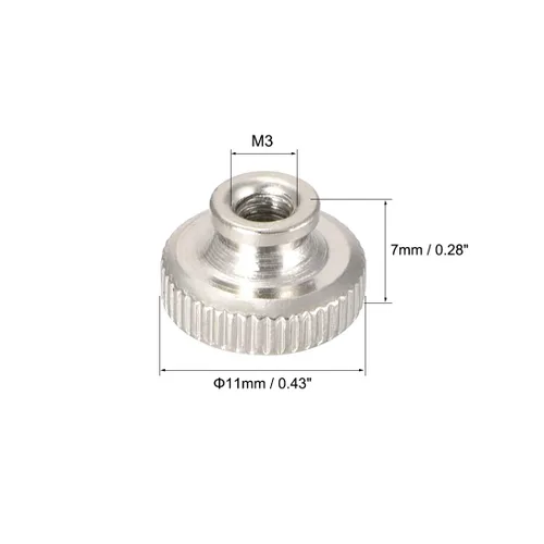 Miniatura 3 de uxcell - Tuercas moleteadas de pulgar, 10 piezas, M3x0.5mm, pernos redondos de hierro, tono plateado, para piezas de impresora 3D