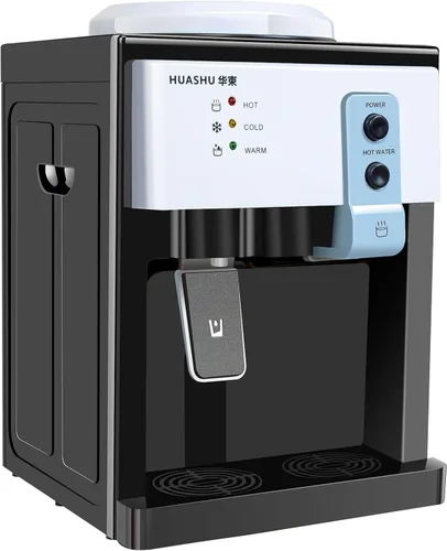Enfriador de agua caliente/fría - Dispensador de encimera caliente y fría para botellas de 1-5 galones, 110 V, negro HS-09