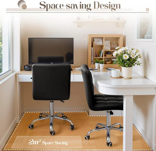 Miniatura 4 de Furmax silla de oficina con respaldo medio de piel sintética, silla ejecutiva moderna, ajustable, silla de escritorio para el hogar, silla de Negro