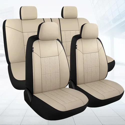 Miniatura 7 de VarCozy Juego de fundas para asientos delanteros de automóvil de piel sintética, fundas universales para asientos delanteros de automóvil, fundas