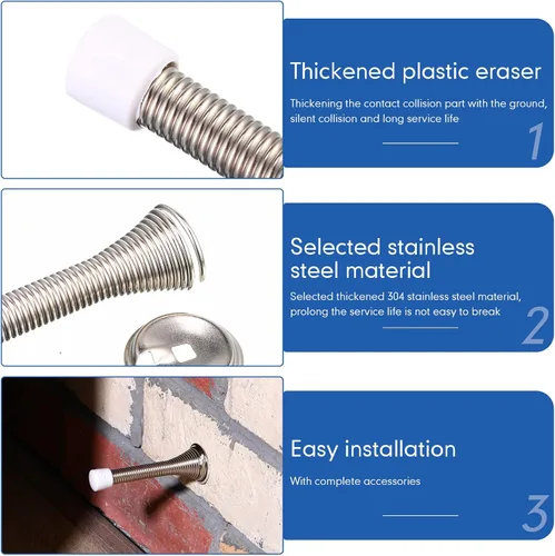 Miniatura 5 de Newwiee Paquete de 60 topes de puerta de resorte a granel con parachoques de goma de 3.35 pulgadas, resorte flexible resistente, tope de puerta
