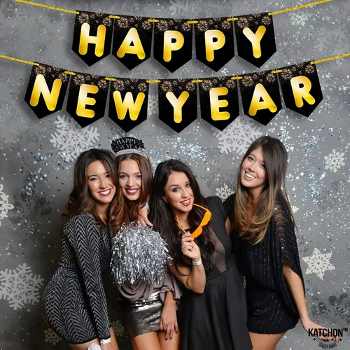 Miniatura 3 de KatchOn Cartel de Feliz Año Nuevo 2025 – Grande de 10 pies, No DIY Cartel de Año Nuevo Telón de fondo para decoraciones Suministros de fiesta