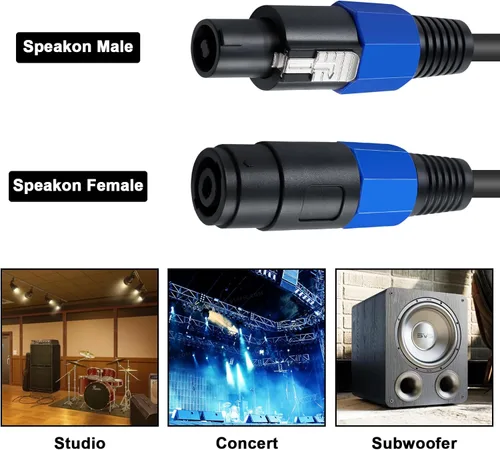 Miniatura 4 de Poyiccot Cables de extensión Speakon de 6 pies, cable Speakon macho a hembra, cable de audio para escenario DJ PA para amplificador de altavoz