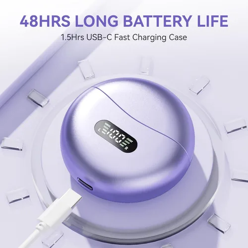 Miniatura 5 de Auriculares con clip abiertos con Bluetooth 5.4, reproducción de 48 horas, IPX6 impermeable, control táctil, cómodos para entrenamientos y uso
