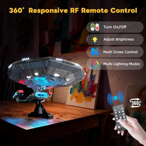 Miniatura 6 de Kyglaring Kit de luz LED compatible con bloques de construcción Lego U.S.S. Enterprise NCC-1701-D 10356, control remoto actualizado, solo luces