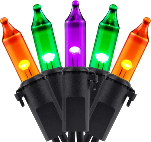 Miniatura 11 de YULETIME 100 luces de Navidad multicolor, 33 pies de cable verde certificado UL como incandescentes, mini cadena de luces LED