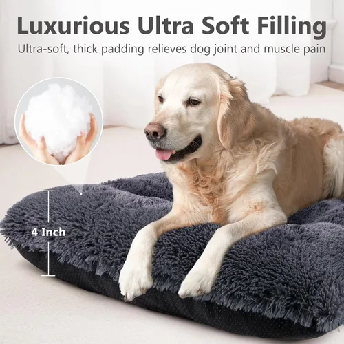 Miniatura 2 de JOEJOY Almohadilla Grande para Cama de Perro para Jaula, Camas de Lujo Suaves Esponjosas Lavables para Perros, Almohadilla Suave para Perrera Gris