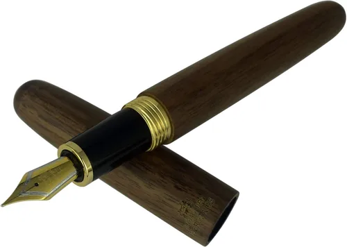 Miniatura 4 de Jinhao Heritage 9056 - Pluma estilográfica vintage de madera de nogal, plumas naturales antiguas, punta fina con convertidor de tinta recargable