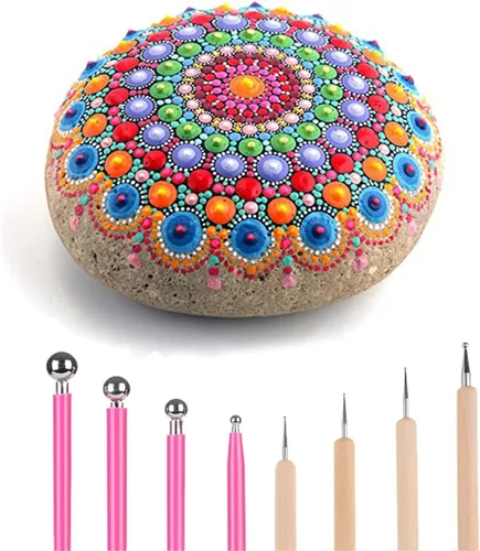 Miniatura 2 de Ecjiuyi Ecjiuyi - Juego de 8 herramientas de pintura con lápiz capacitivo de bola, herramientas de modelado de esculpir con mandala, herramientas