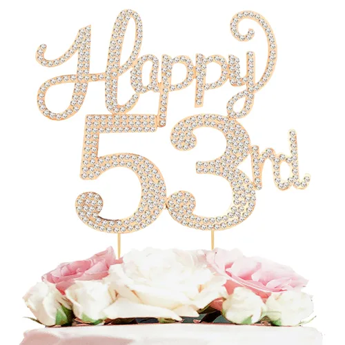 Miniatura 68 de LASKYER Decoración de feliz cumpleaños número 10, decoración de pastel de diamantes de imitación dorados de 10º cumpleaños – Letrero de metal