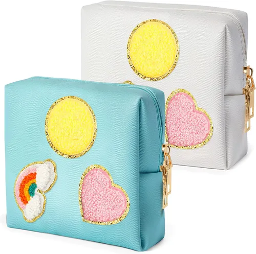 Miniatura 9 de Paquete de 2 bolsas para el período, bolsa de almacenamiento de servilletas sanitarias de piel sintética para almohadillas femeninas, forros, Style 6