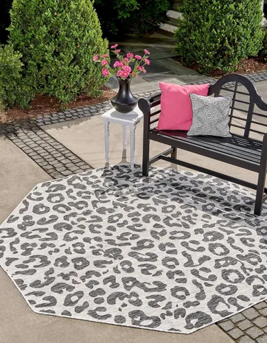 Miniatura 29 de Unique Loom Outdoor Safari Collection Alfombra de área - Leopardo (4 pies 1 pulgada x 6 pies 1 pulgada rectangular, gris claro/gris)