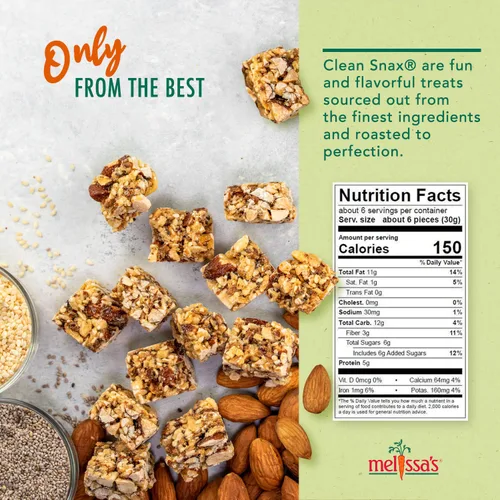 Miniatura 2 de Melissa's Clean Snax® con chía y linaza, aperitivos envasados sin gluten, todos naturales, sabores no artificiales añadidos, aperitivos crujientes