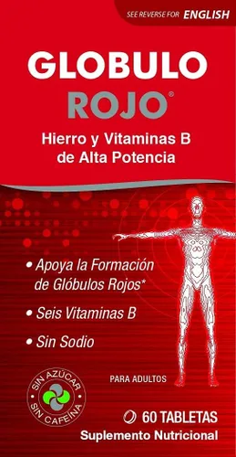 Miniatura 2 de De La Cruz Glóbulo Rojo Multivitamínico con Vitamina C de Alta Potencia, Zinc y Vitaminas B para Hombres y Mujeres, 60 Tabletas, Tarro.