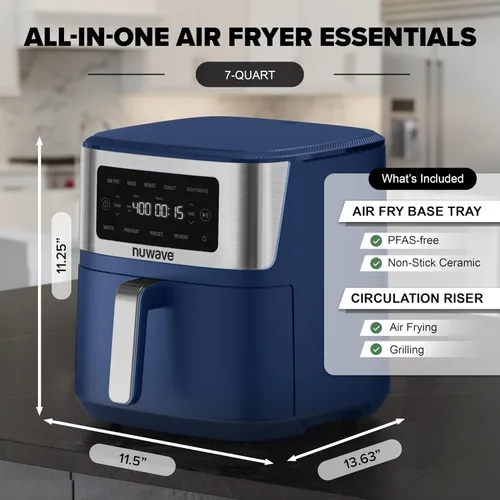 Miniatura 4 de Nuwave Brio Plus - Freidora de aire 6 en 1, gran capacidad de 7 cuartos de galón, control preciso de temperatura de 50 °F a 400 °F, antiadherente