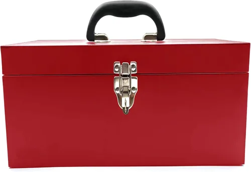 Miniatura 7 de Caja de herramientas grande de 16 pulgadas, organizador portátil de metal, caja de herramientas de bloqueo, caja de aparejos de pesca, caja de metal