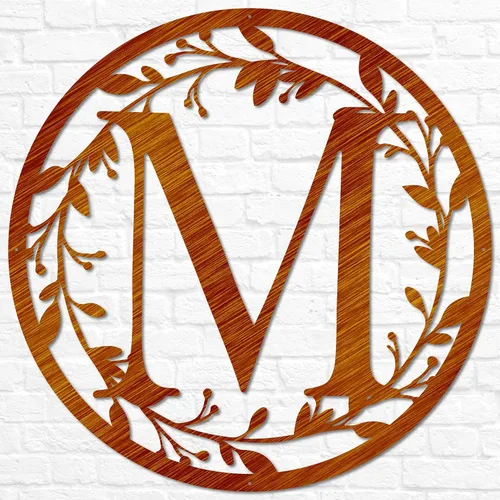 Miniatura 7 de Letra Monograma Circular de Metal con Enredaderas Letrero Monograma de Pared Regalo para Parejas Decoración de Letras Monograma