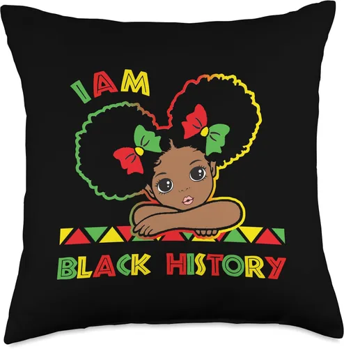Miniatura 4 de I am Black History Little Girl Afro Love African Camisa para niños y niñas, almohada negra del mes de la historia, 16 x 16 pulgadas, multicolor